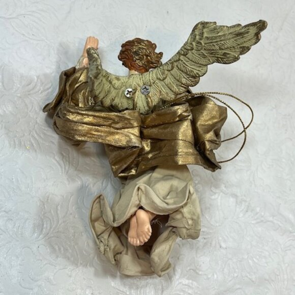 VTG Red Haired Guardian Angel Beige Gown Hanging Holiday Christmas Ornament 6" - Picture 2 of 11